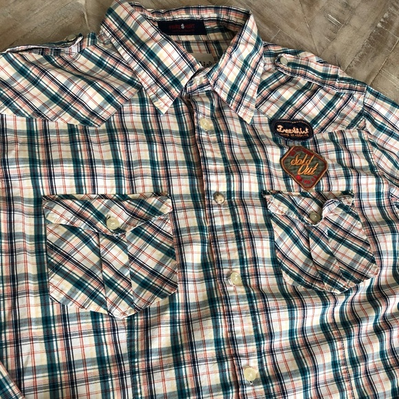 FREE SHIRT Brand Men's Plaid Snap Front Shirt XL - Picture 3 of 4